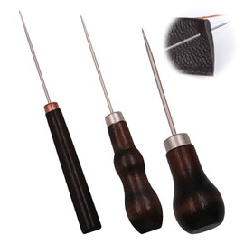 3 Stück Ahle Werkzeug,Prickelnadel Wooden,Holzgriff Ledernadel,Ahle Nähen Holz,Awl für Lederhandwerk Making,Sattlernadel Leder Nähzeug,Handwerk Prikelnadeln Set,DIY Tools mit Leather zum Praktisches