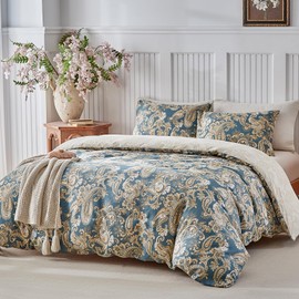 Lekesky Mustard King Size Duvet Cover Sets 200T Cozy Cotton - Classic Paisley Pattern Bedding Sets King Size (1x Quilt Cover, 2x Pillowcases) Paisley Bedding 230x220 cm, Mustard