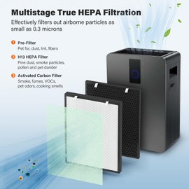 FMDZFL Air400 Replacement Filter for Bissell Air400, 1 H13 True HEPA and 1 Activated Carbon Pack with 4 Pre-Filter, Compared to Part #2521,2520,3365