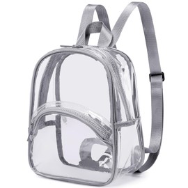 abshoo Clear Mini Backpack for Stadium Events Approved 12 x6 x12 Clear Bag Transparent Backpacks for Women Girls, Grey, Mini, Modern