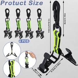 Cerkkapo Pack of 4 Fire Brigade Glove Holders, Glove Holder Belt, Glove Holder Fire Brigade Glove Clip with Metal Carabiners, for Hanging Gloves, Towels (Green)