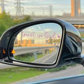 2 Pcs Pink Trust in God Mirrors Decal - Rearview Glass Decal | Window Decals Car Stickers | Rearview Mirrors Sticker Affirmation | Rear View Glass Accessories for Family, Friends Men, Women, Mom