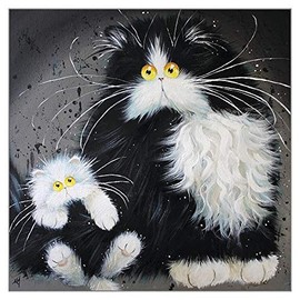 A Tale of Two Kitties – One of Our Glorious, Glossy Cat ‘Amber Eyes’ Funny Greeting Card Range by Kim Haskins