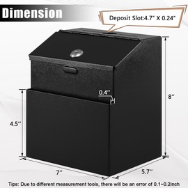 KYODOLED Suggestion Box with Lock and Slot, Metal Wall Mounted Money Key Drop Box with 100 Free Suggestion Cards, Donation and Collection for Fundraising, Black, 2Pack