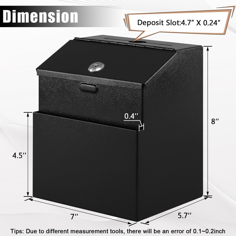KYODOLED Suggestion Box with Lock and Slot, Metal Wall Mounted