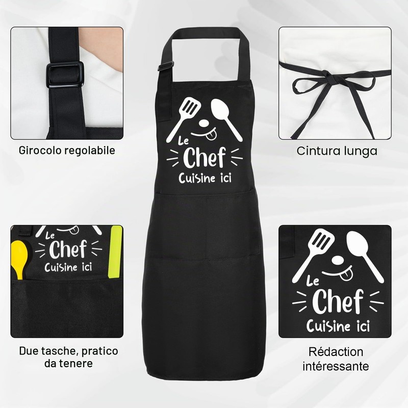 Halinuia Grembiule per bambini e cappello da chef, regolabile su