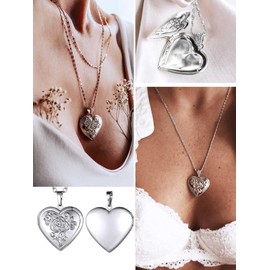 Love Locket, Heart Locket Necklace, Photo Locket for Women, Heart Photo Necklace, Heart Necklace That Hold Picture for Valentine's Day