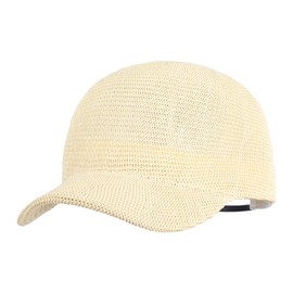 Reberomantique Unisex Straw Baseball Cap Summer Cool Sun Visor Outdoor Travel Sunhat Adjustable Trucker Hat Beige