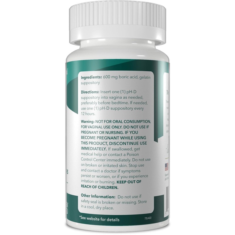 pH-D Feminine Health - 600 mg Boric Acid Suppositories -
