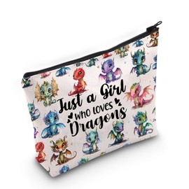 LEVLO Funny Dragon Cosmetic Bag for Animal Lovers, Gift for Girls and Girls Who Loves Dragons, Makeup Bag with Zipper, Gift for Women and Girls, Dragon Makeup Bag, Dragon, makeup bag