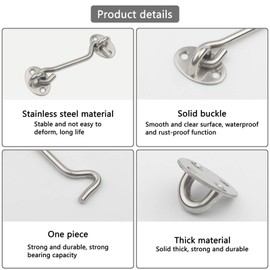 Pxyelec 10Pcs 4 Inch Privacy Hook Wind-Proof Lock Heavy Duty Solid Thicken Stainless Steel Gate Latch Lock for Sliding Barn Door, Bathroom