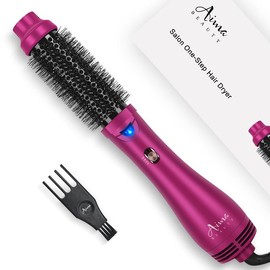 Aima Beauty Barrel Ionic Wavy Hair Curler Tiktok Viral Brush Hair Styling Tools Blow Dryer Brush, One Step Curly Hair Dryer & Volumizing Hot Air Curling Brush Comb Round Straightener - Color: Rose Pink