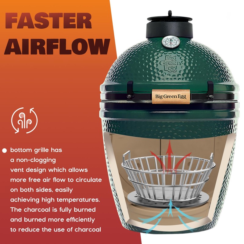 onlyfire Charcoal Ash Basket Fits Medium Big Green Egg, Stainless