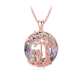 TOFBS Tree of Life Chain Tree of Life Necklace with Crystal Jewellery Gifts Women's Pendant Necklace with Round Crystal Women Jewellery for Her Mum Girlfriend Wife Mother's Day, Metal