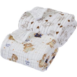 ZONEY Baby Bath Towel 2 Pack, 100% Muslin Cotton Hooded Towel for Newborn,Toddler,Infant, Absorbent & Hypoallergenic 43"x43" (Bear,Love Bear)