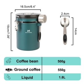 Walktosun Tea&Coffee Canister Airtight Stainless Steel Kitchen Food Storage Container with Date Tracker and Scoop for Grounds Coffee, Beans, Flour, Cereal, Sugar