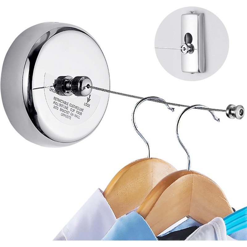 Fictory Retractable Washing Line, Invisible Washing Line, Stainless Steel Retractable