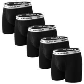 Molasus Boys Underwear Tween Boy Cotton Boxer Briefs With Fly for 6-20 Years Old Teen 5 Pack,Black,Large
