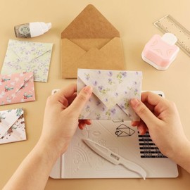 Scoring Board & Bone Folder Set,Score and Fold Tool,MultiPurpose Score Board Envelope Maker Scrapbooking Embossing Craft Tool for Card Making,8.6 X 6.5in