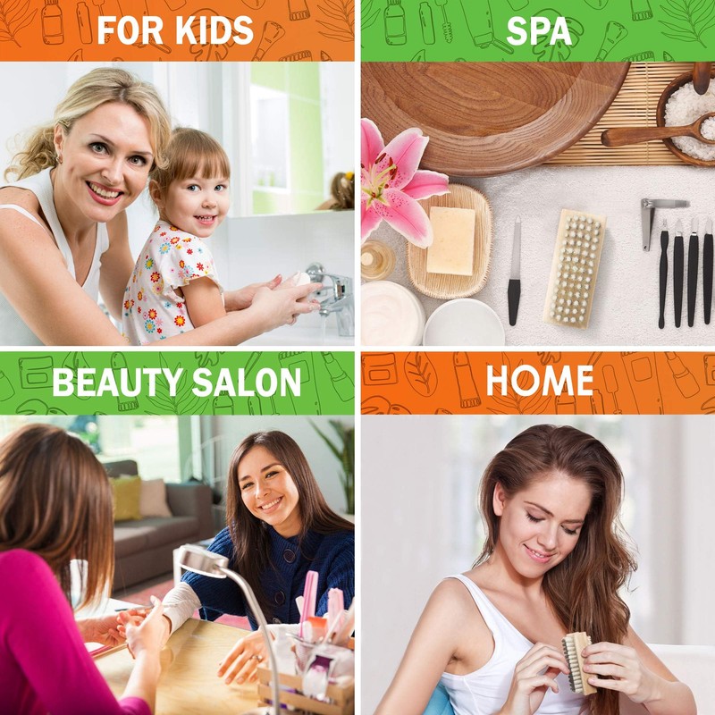 Konex Non-Slip Wooden Two-sided Hand and Nail Brush. Fingernail Brush
