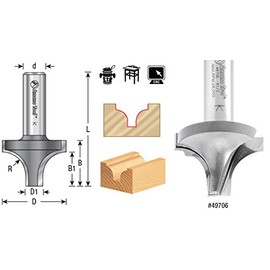 Amana Tool - 49706 Carbide Tipped Plunging Round Over 1/2 Radius x 1-3/8 Dia x 1"
