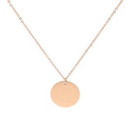 ZLESAGII Women's Necklace Plate Chain with Coin Round Pendant Stainless Steel Jewellery Rose Gold, Metal