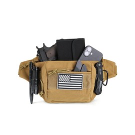 Movker Tactical Waist Pack for Men, Concealed Carry Fanny Bag for Hunting, Trekking, Fishing, EDC, and Outdoor Gear (Desert Tan)