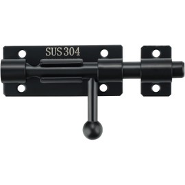 Mooche Slide Door Lock SUS304 Stainless Steel Gate Latch 4 inch Door Latch Lock for Cupboard Bathroom Pet Doors Window Garage Black