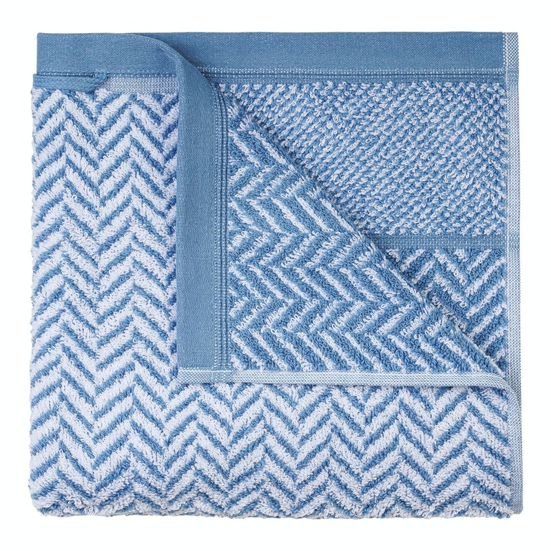 herzbach home Hand Towel 100% Cotton Patterned (Blue/White, Bath Towel