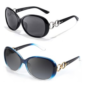 LVIOE 2P Sunglasses Womens Overisize Stylish UV Protection with Polarized Lenses for Outdoor Activities