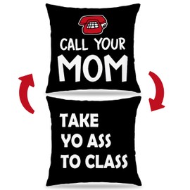 Pleonox College Dorm Decor, Funny Call Your Mom Pillow Covers 18x18 Double-Sided, Back to School Gifts for Students, Gifts for College Students Girls Boys Freshmen, Dorm Room Accessories（Black）