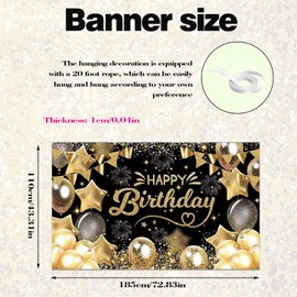 CHEUNGHAO Happy Birthday Banner, Decorative Happy Birthday Banner, Happy Birthday Banner Poster for Men and Women of All Ages, Birthday Party Decoration