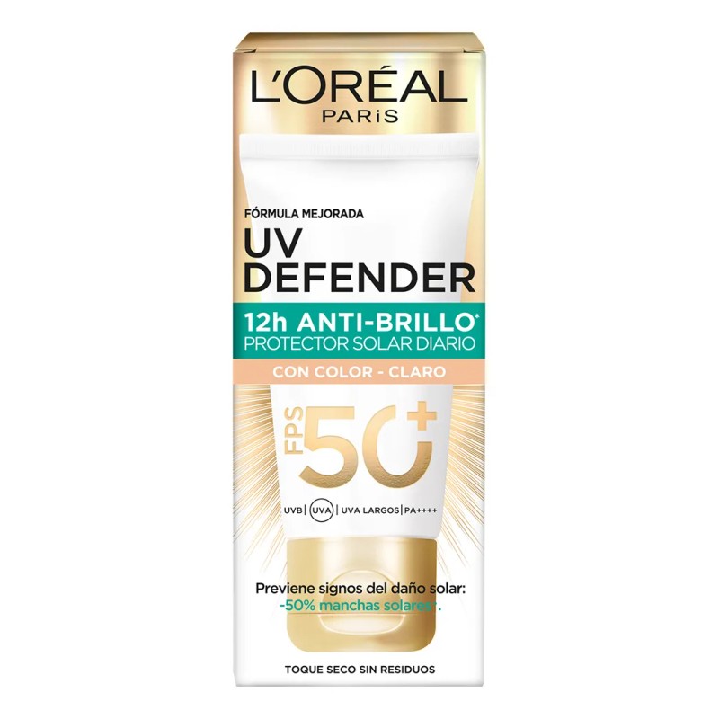 Bloqueador Defender Antibrillo Tono Claro Spf50 40g