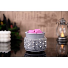 Ceramic Wax Melting Heater with LED Light for Electric Scented Wax Melting,3 in 1 Oil Burner Electric Candle Wax Heater,PTC Candle Heater for Fragrance,Home Decor,Gifts (Embossed)