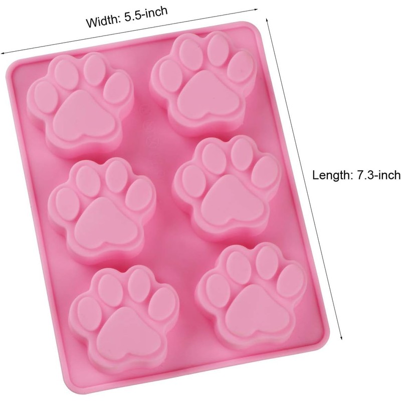 ROTDAM Puppy Cat Dog Paw Shaped Silicone Mold 2PCS-6 Cavity