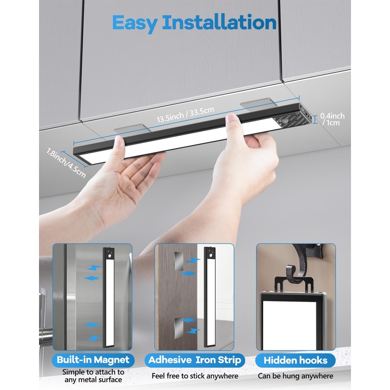 HIBOITEC 65 LED Motion Sensor Lights Indoor, Dimmable Under Cabinet