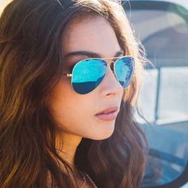 CARFIA Classic Ultra-Lightweight Polarized Sunglasses for Women Men UV Protection Retro Cool Pilot Driving Sun Glasses Blue Mirror