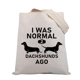 PLITI Dachshund Tote Bag Dachshund Lover Gift I Was Normal 2 Dachshunds Ago Gift Dachshund Owner Gift Wiener Dog Mom Gift (2 Dachshunds TGU)