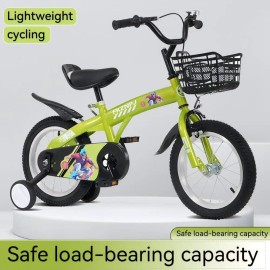 18 Inch Sporty Kids Bicycle with Training Wheels and Stand Adjustable Saddle Tall Height 45-57 Inches Variety MTB for KidsGender: Unisex, Color: Green, Size: 115-145cm