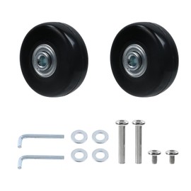 Pastlla 2 Pcs Black 50mm x 17mm Luggage Suitcase Replacement Wheels, Rubber Directional Casters, Rubber Swivel Caster Wheels Bearings Repair Kits, A Set of 2