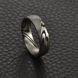 ZXSPGSS Damascus Steel Ring Meteorite patterns, Damascus steel, No Gemstone