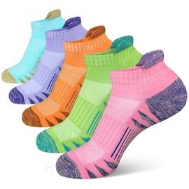 Heyoboy Womens Ankle Anti-blister Thick Cushioned Wicking Odor Resist Athletic Running Socks, Size 9-11, Colorful 5 Pairs
