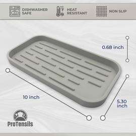 ProTensils Silicone Kitchen Sink Organizer for Sponge Holder, Soap Dispenser - Bathroom Organizer pack of 2, 10” x 5.3” x 0.67” (2, Light Grey)