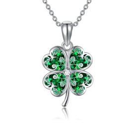 VENACOLY Clover Necklace Sterling Silver Shamrock Pendant Four Leaf Clover Jewellery St Patrik Day Gifts for Women