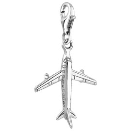 Nenalina 713053-000 Aeroplane Carabiner Charm Pendant for Charm Bracelet 925 Sterling Silver, Sterling Silver, No Gemstone