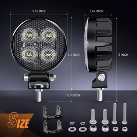 Nilight 2PCS 3Inch Led Pods Round 1500LM Built-in EMC Work Light 90° Flood Beam Angle for Offroad Lights Side Light Rear Back-Up Light for Tractor Truck Motorcycle Boat ATV UTV