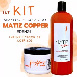 Edengi Kit Shampoo 1lt Copper + Tratamiento Intensificador Copper