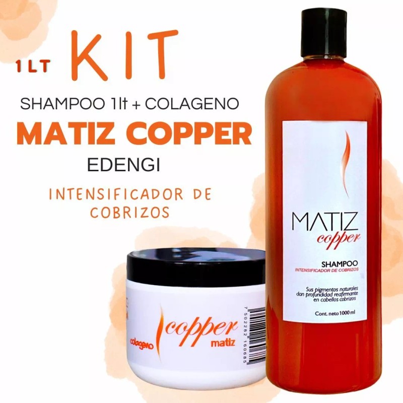 Edengi Kit Shampoo 1lt Copper + Tratamiento Intensificador Copper