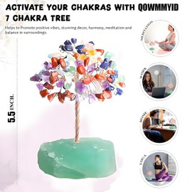 7 Chakra Healing Crystal Trees Birthday Gifts for Women,Crystal Tree Of Life For Positive Energy, Gemstones And Crystals,Spiritual Meditation,Home Office Desk Decor,Feng Shui Bonsai Tree (Black)