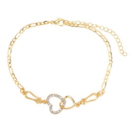 1pc Paved Open Heart Bracelet Woman Bracelets The Woman Bracelet Girl Heart Jewelry Wrist Jewelry Women Dainty Bracelet Crystal Bracelet Golden Copper SAFIGLE